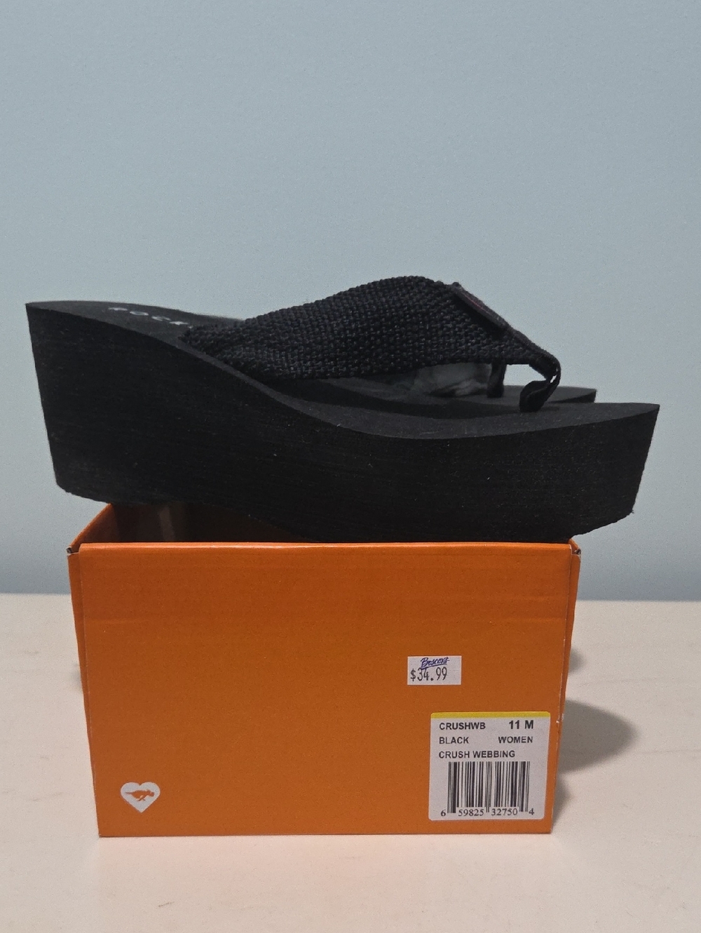 Rocket Dog Black Platform Wedge Flip-Flops for Women - Picture 1 of 6